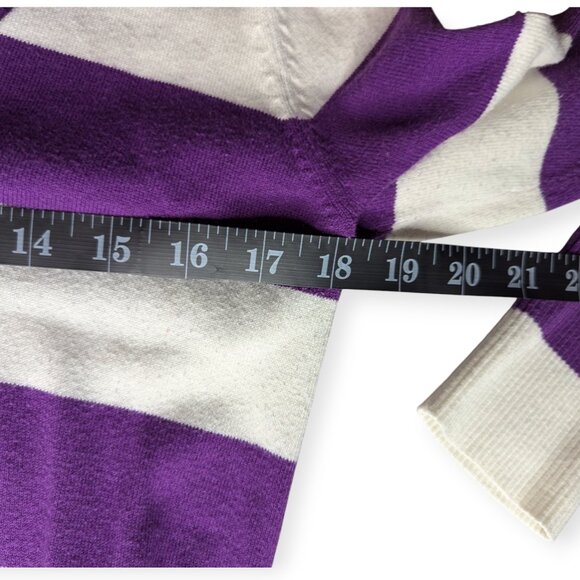 SO Vibrant Purple & White Striped V-Neck Long Sleeve Sweater Juniors Size XL - Picture 9 of 12